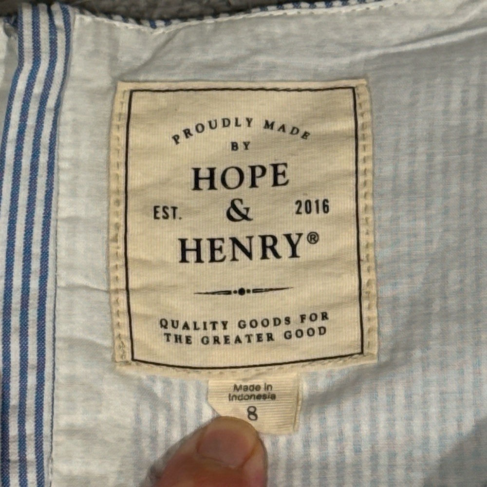 Hope And Henry Dress Womens Size 8 Blue White Striped Pleated Scoop Neck Coastal - Picture 3 of 8